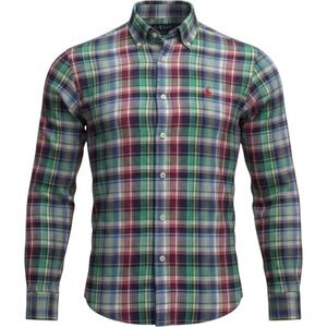 Polo Ralph Lauren Mens Plaid Button Down Shirt Green Red Blue Cotton L  1071